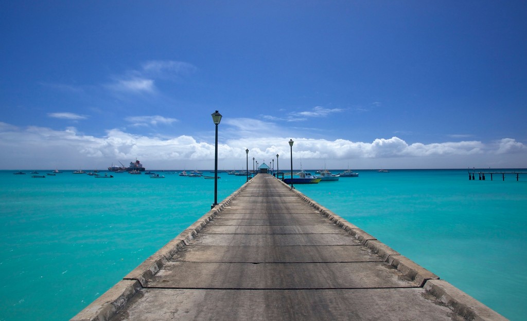 Pier over turquoise water